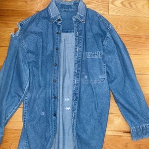 •Distressed jean jacket •